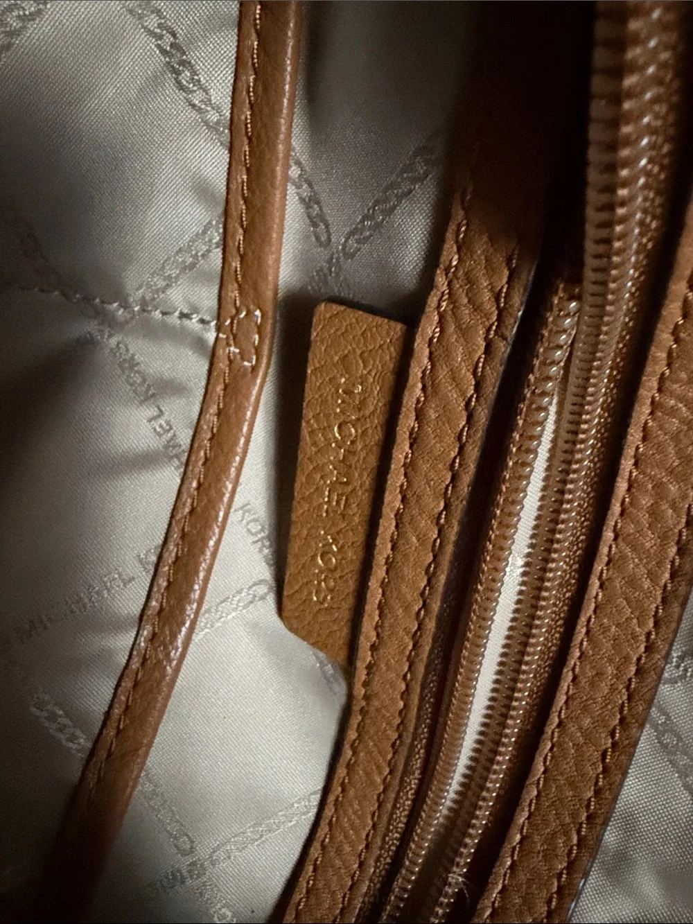 Michael Kors Brown Pebbled Leather Shoulder Bag with Gold Hardware